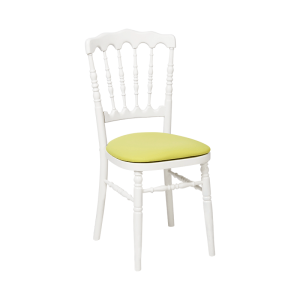 Chaise Napoléon blanche en bois avec galette pistache