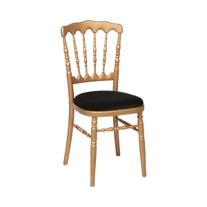 Chaise Napoléon dorée en bois avec galette noire