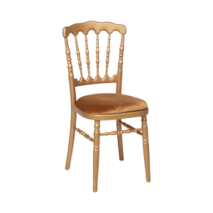 Chaise Napoléon dorée en bois avec galette dorée