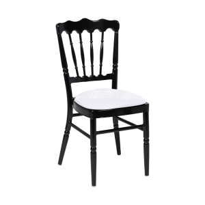 Chaise Napoléon noire en aluminium avec galette velours blanche