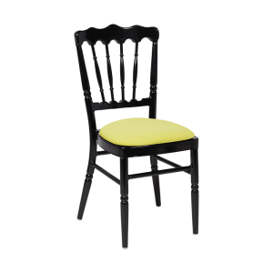 Chaise Napoléon noire en aluminium avec galette pistache