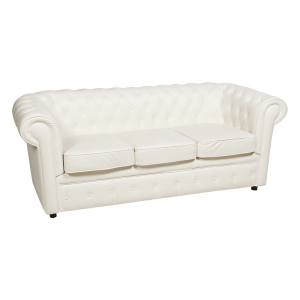Canapé Chesterfield blanc 3 places 90 x 205 cm H 75 cm