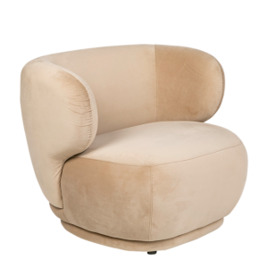Fauteuil Elton velours taupe 78 x 90 cm H 70 cm