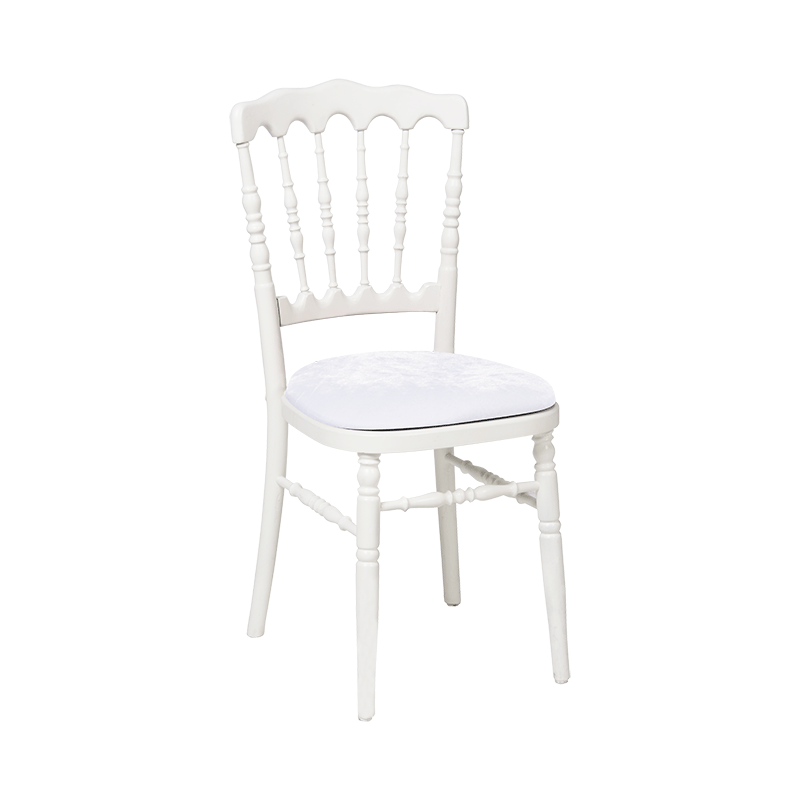 Chaise Napoléon blanche en bois avec galette