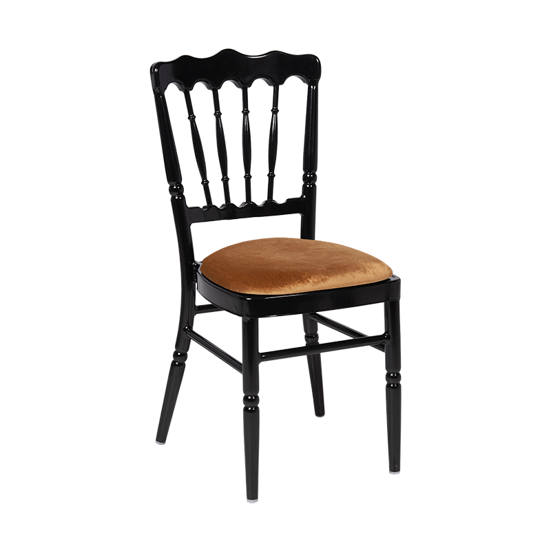 Chaise Napoléon noire en aluminium avec galette