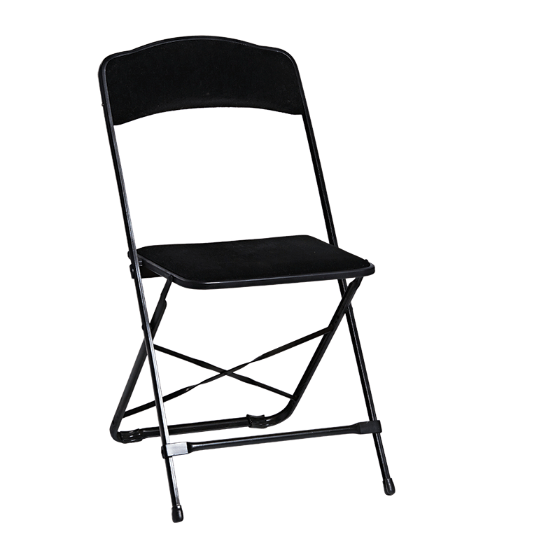 Chaise pliante noire - velours noir