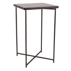 Mange-debout crois&eacute; acier plateau noir 65 x 65 cm H 110 cm