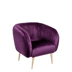 Fauteuil Juliette velours aubergine 78 x 84 cm H 85 cm